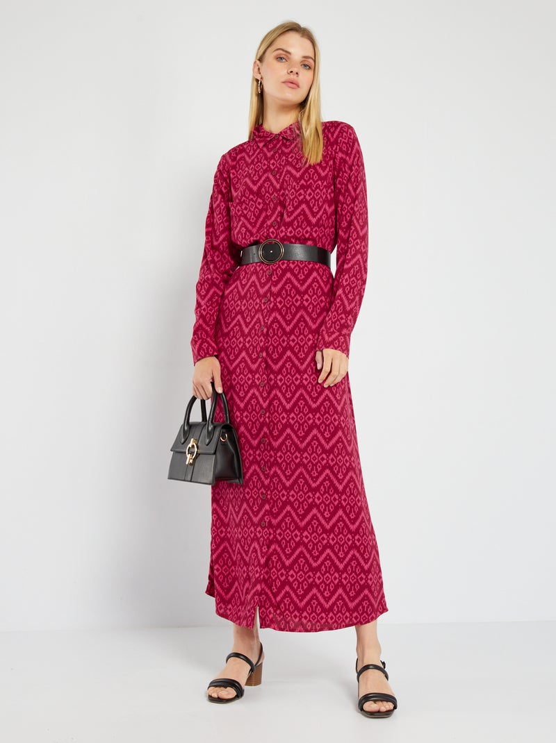 Vestido camisero largo y estampado ROSA - Kiabi