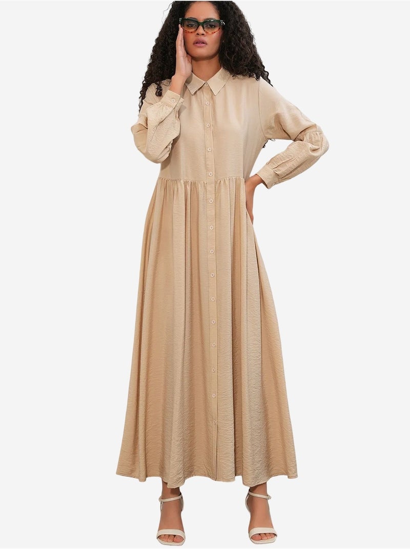 Vestido camisero maxi de corte holgado bdart Beige arcilla - Kiabi