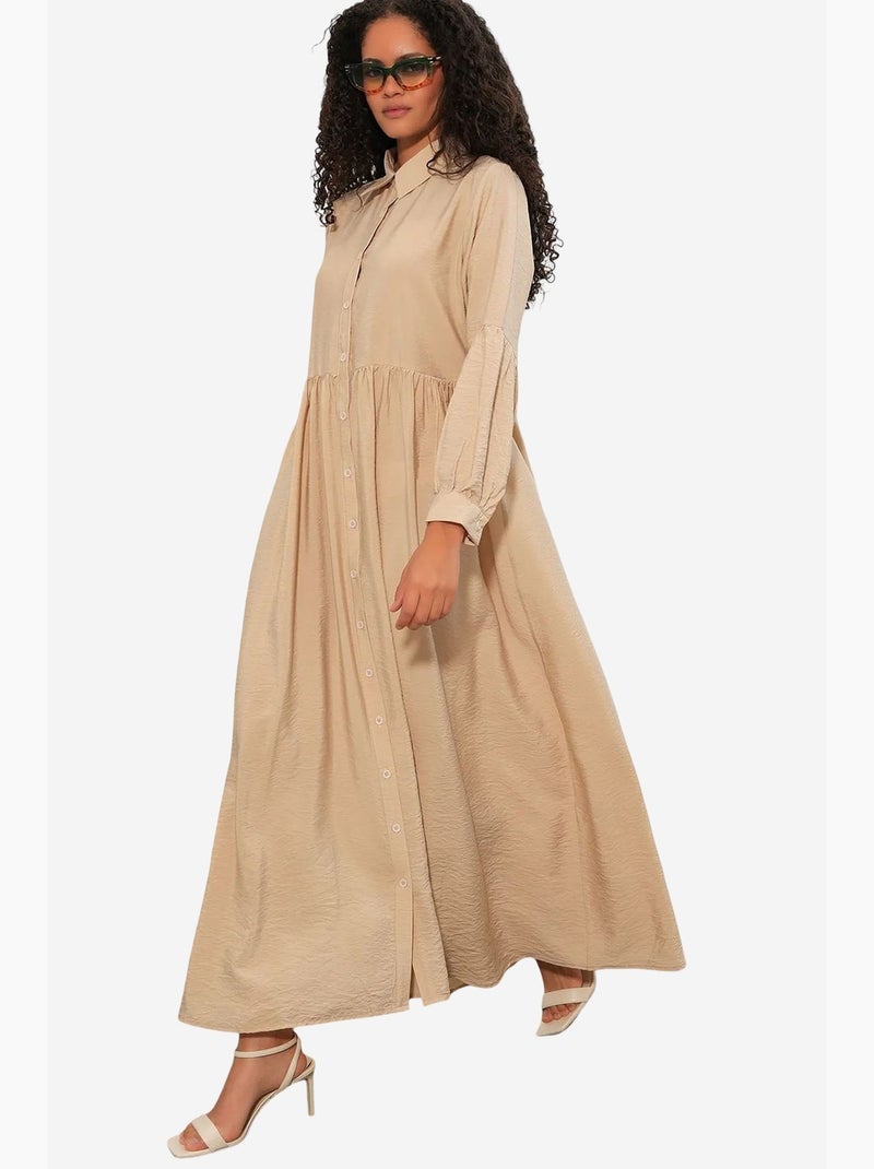 Vestido camisero maxi de corte holgado bdart Beige arcilla - Kiabi