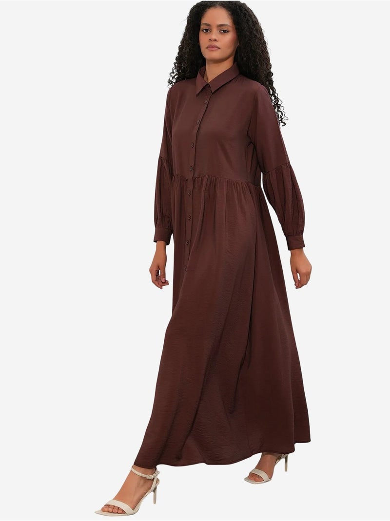 Vestido camisero maxi de corte holgado bdart Marrón - Kiabi