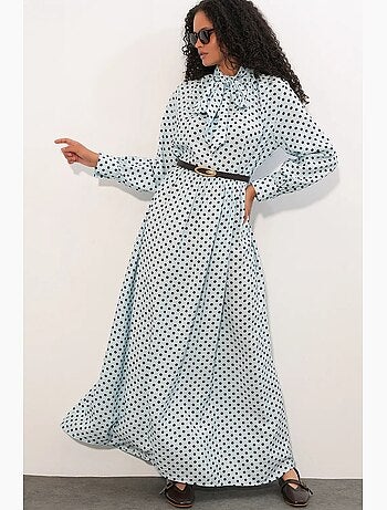 Vestido camisero maxi de lunares bdart