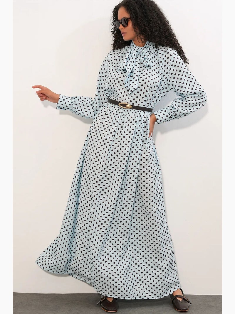 Vestido camisero maxi de lunares bdart Azul cielo - Kiabi
