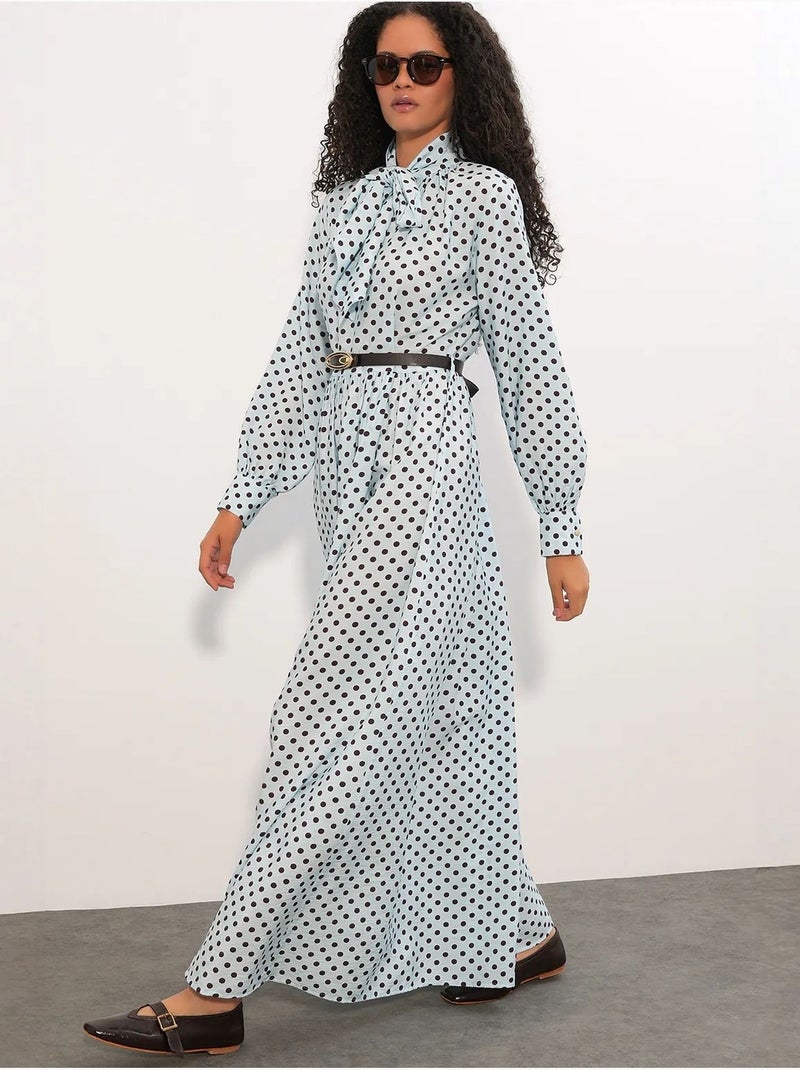 Vestido camisero maxi de lunares bdart Azul cielo - Kiabi