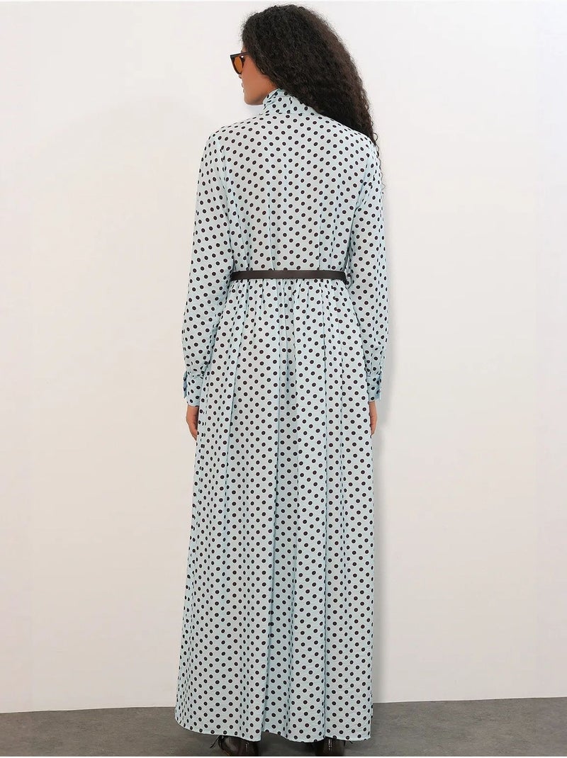 Vestido camisero maxi de lunares bdart Azul cielo - Kiabi