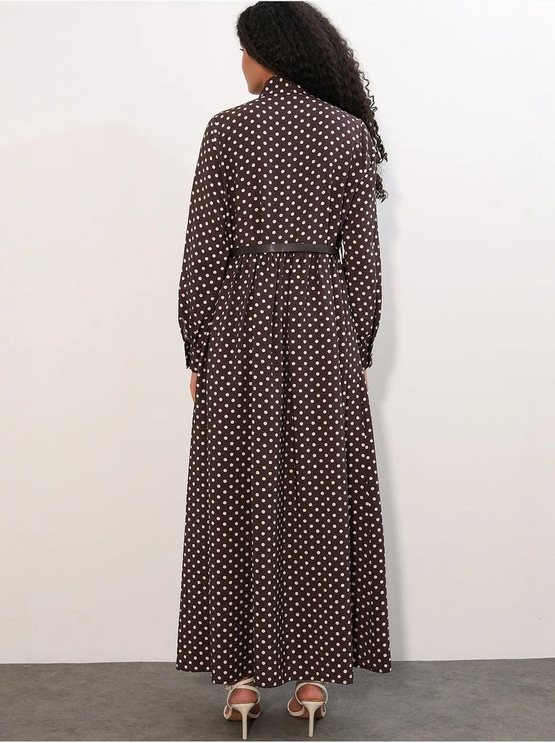 Vestido camisero maxi de lunares bdart Marrón chocolate - Kiabi