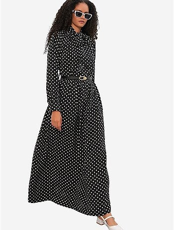 Vestido camisero maxi de lunares bdart