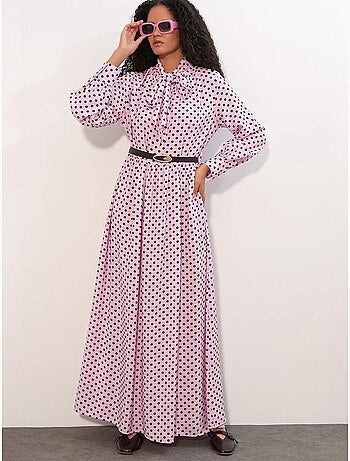 Vestido camisero maxi de lunares bdart