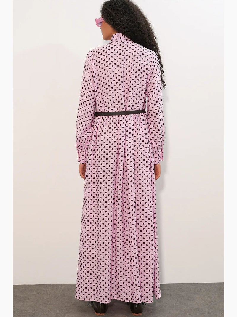 Vestido camisero maxi de lunares bdart Rosa - Kiabi