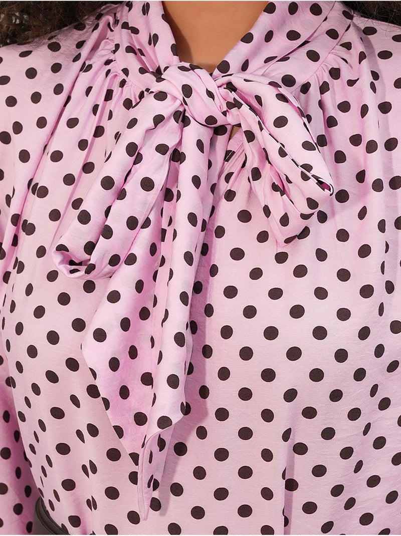 Vestido camisero maxi de lunares bdart Rosa - Kiabi