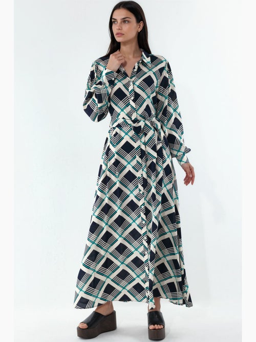 Vestido camisero midi a cuadros con cierre de botones bdart - Kiabi Vestido camisero midi a cuadros con cierre de botones bdart - Kiabi