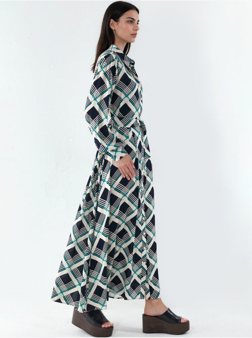 Vestido camisero midi a cuadros con cierre de botones bdart - Kiabi Vestido camisero midi a cuadros con cierre de botones bdart - Kiabi