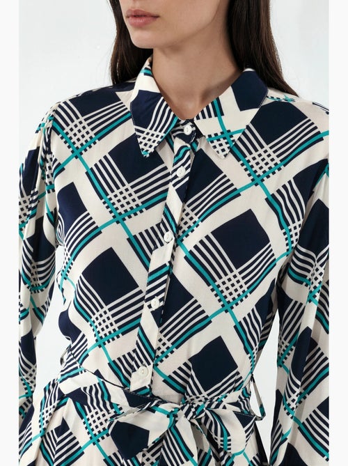 Vestido camisero midi a cuadros con cierre de botones bdart - Kiabi Vestido camisero midi a cuadros con cierre de botones bdart - Kiabi