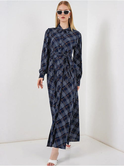 Vestido camisero midi a cuadros con cierre de botones bdart - Kiabi Vestido camisero midi a cuadros con cierre de botones bdart - Kiabi