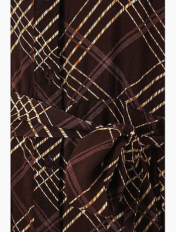 Vestido camisero midi a cuadros con cierre de botones bdart