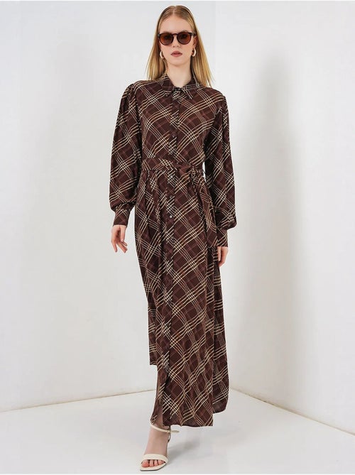 Vestido camisero midi a cuadros con cierre de botones bdart - Kiabi Vestido camisero midi a cuadros con cierre de botones bdart - Kiabi