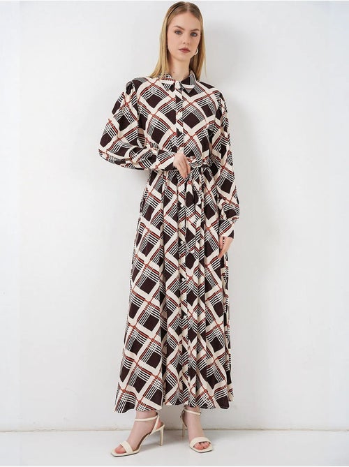 Vestido camisero midi a cuadros con cierre de botones bdart - Kiabi Vestido camisero midi a cuadros con cierre de botones bdart - Kiabi