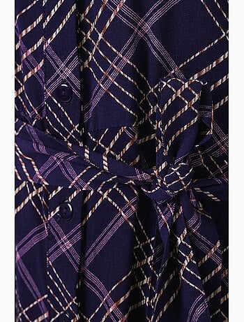 Vestido camisero midi a cuadros con cierre de botones bdart