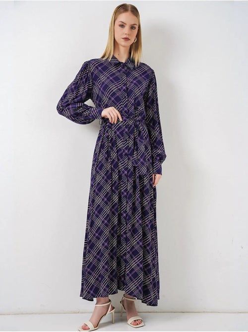 Vestido camisero midi a cuadros con cierre de botones bdart - Kiabi