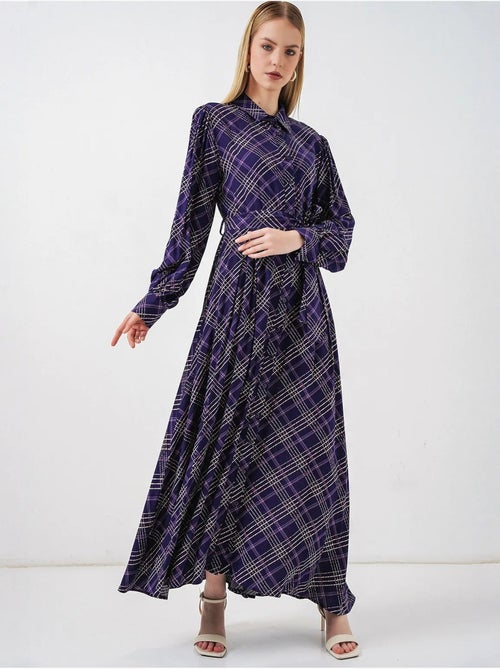 Vestido camisero midi a cuadros con cierre de botones bdart - Kiabi