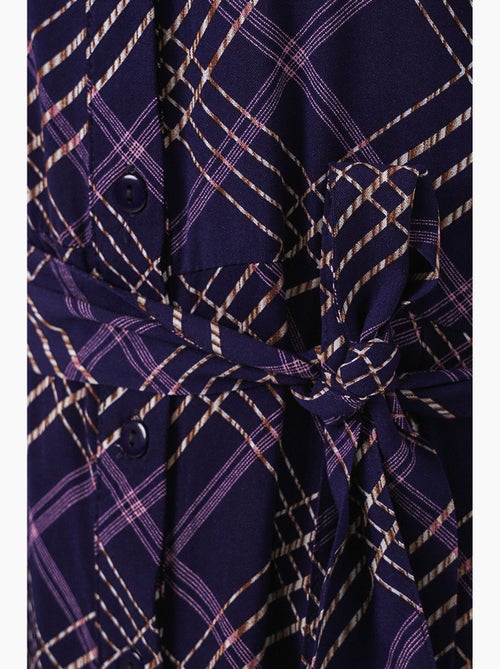 Vestido camisero midi a cuadros con cierre de botones bdart - Kiabi