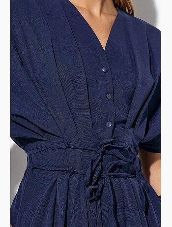 Vestido camisero midi casual con cuello en v busem