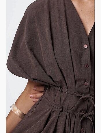 Vestido camisero midi casual con cuello en v busem
