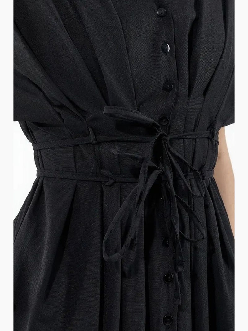 Vestido camisero midi casual con cuello en v busem Negro - Kiabi
