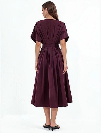 Vestido camisero midi casual con cuello en v busem