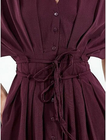 Vestido camisero midi casual con cuello en v busem