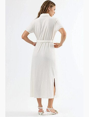 Vestido camisero midi con cinturón busem