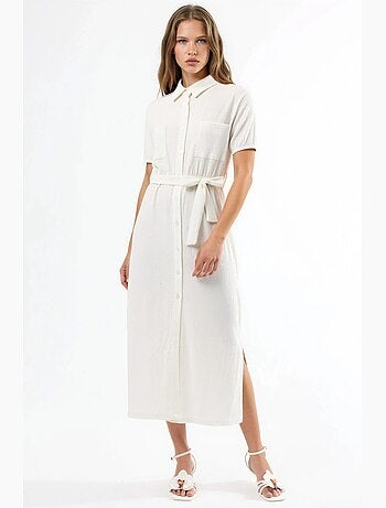 Vestido camisero midi con cinturón busem