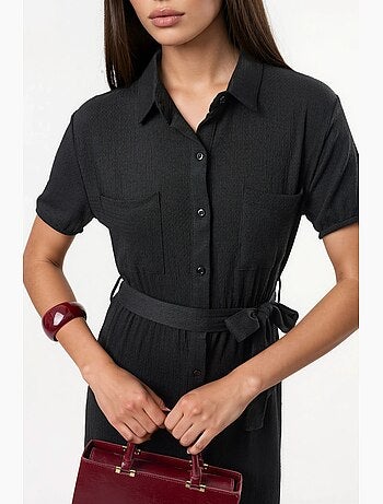 Vestido camisero midi con cinturón busem