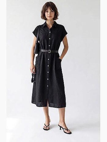 Vestido camisero midi con cinturón mixray