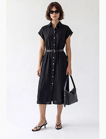 Vestido camisero midi con cinturón mixray