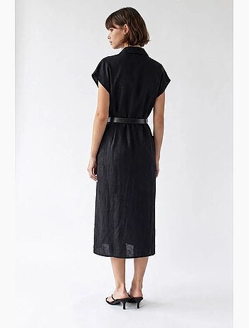 Vestido camisero midi con cinturón mixray