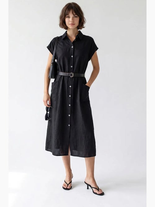 Vestido camisero midi con cinturón mixray - Kiabi