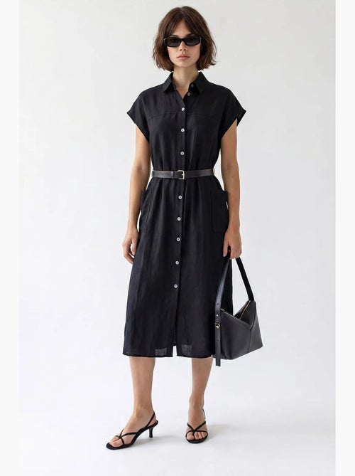 Vestido camisero midi con cinturón mixray - Kiabi