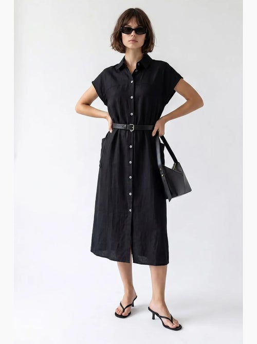 Vestido camisero midi con cinturón mixray - Kiabi