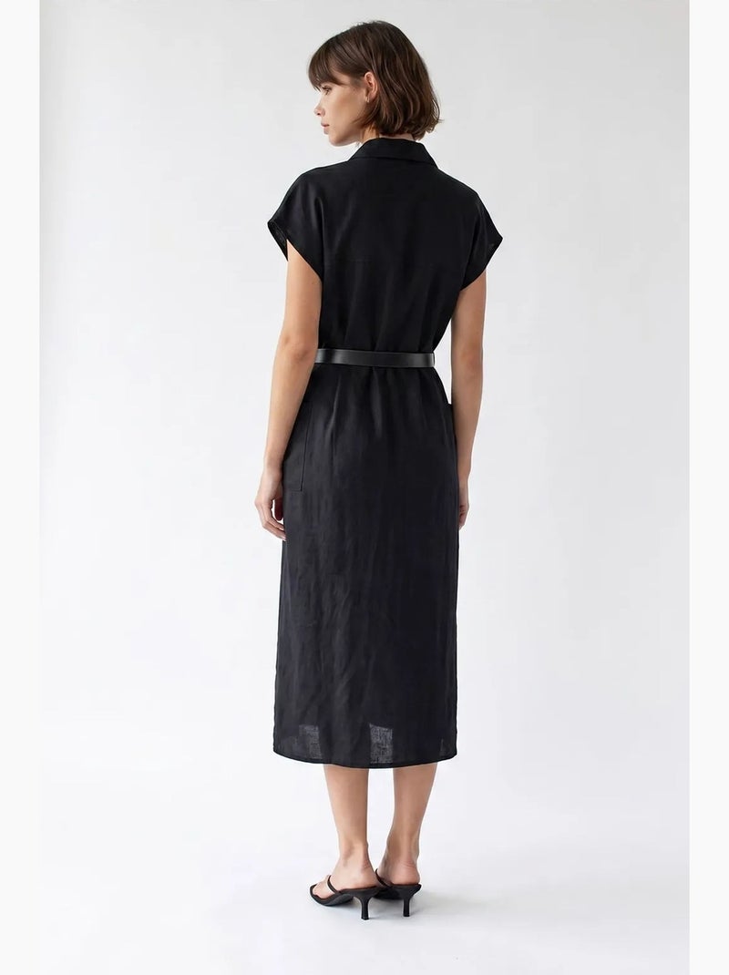 Vestido camisero midi con cinturón mixray Negro - Kiabi