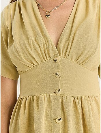 Vestido camisero midi con cuello en v y botones lucci