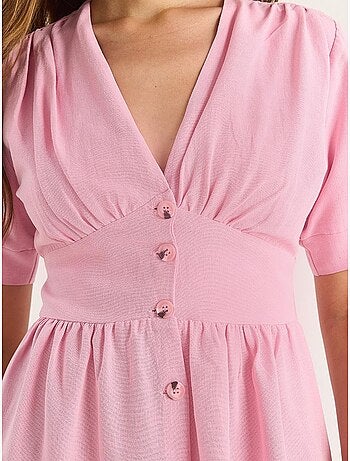 Vestido camisero midi con cuello en v y botones lucci