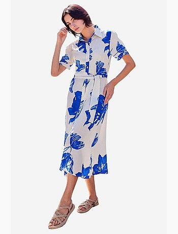 Vestido camisero midi con estampado de cebra y cinturón bdart