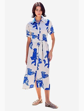Vestido camisero midi con estampado de cebra y cinturón bdart
