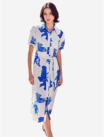 Vestido camisero midi con estampado de cebra y cinturón bdart