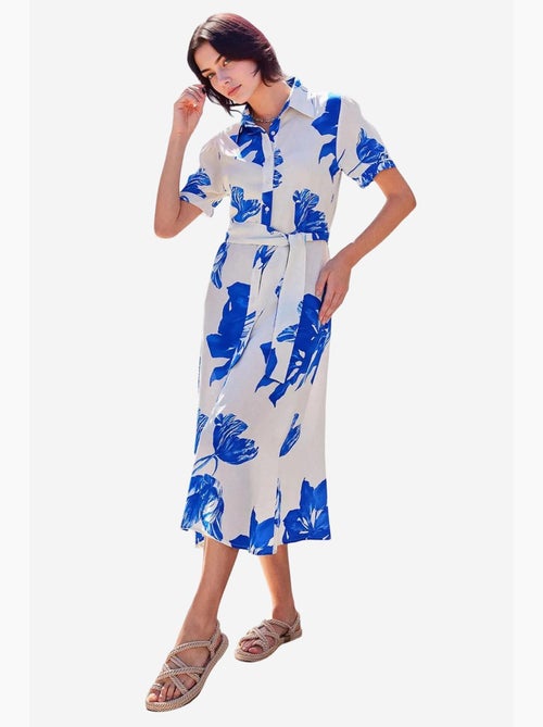 Vestido camisero midi con estampado de cebra y cinturón bdart - Kiabi