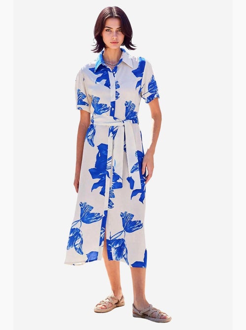 Vestido camisero midi con estampado de cebra y cinturón bdart - Kiabi