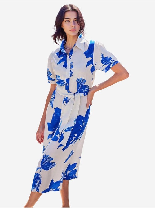 Vestido camisero midi con estampado de cebra y cinturón bdart - Kiabi