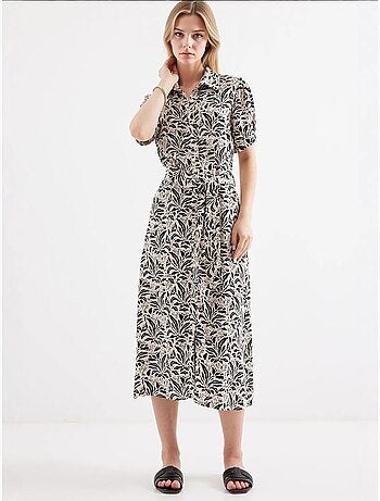 Vestido camisero midi con estampado de cebra y cinturón bdart
