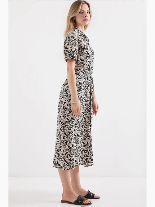 Vestido camisero midi con estampado de cebra y cinturón bdart - Kiabi