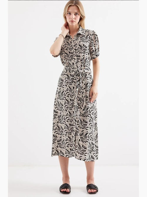 Vestido camisero midi con estampado de cebra y cinturón bdart - Kiabi